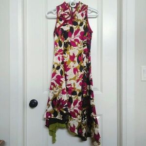 Mozen Traditional Fashions silk dress purple black floral marked L fits …